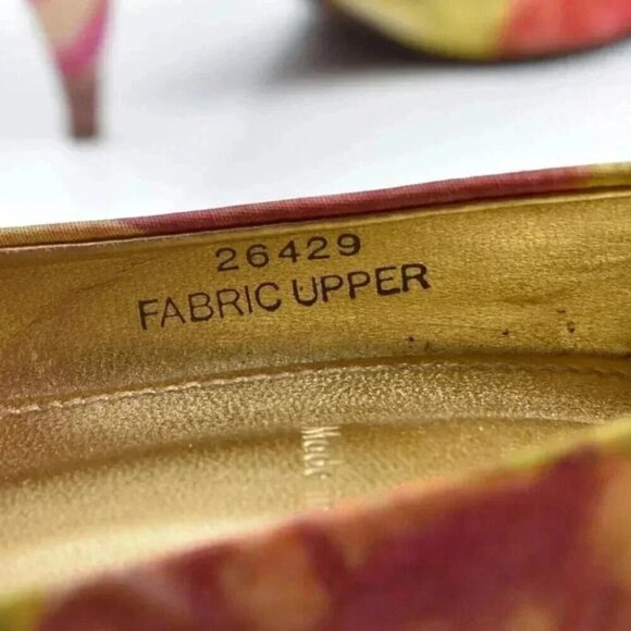 J. Crew Raffia Rose Printed Peep Toe Heels Golden Beach Size 7 - Picture 8 of 11